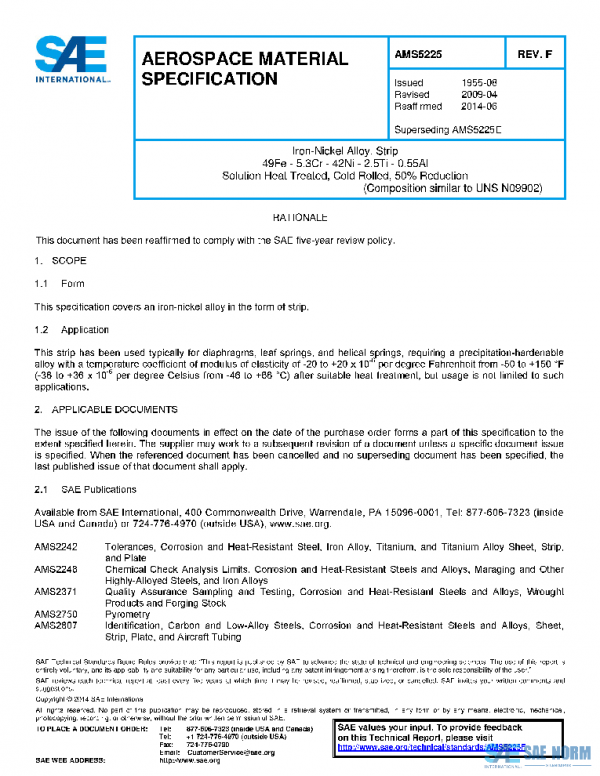 SAE AMS5225F PDF SAE AMS5225F PDF