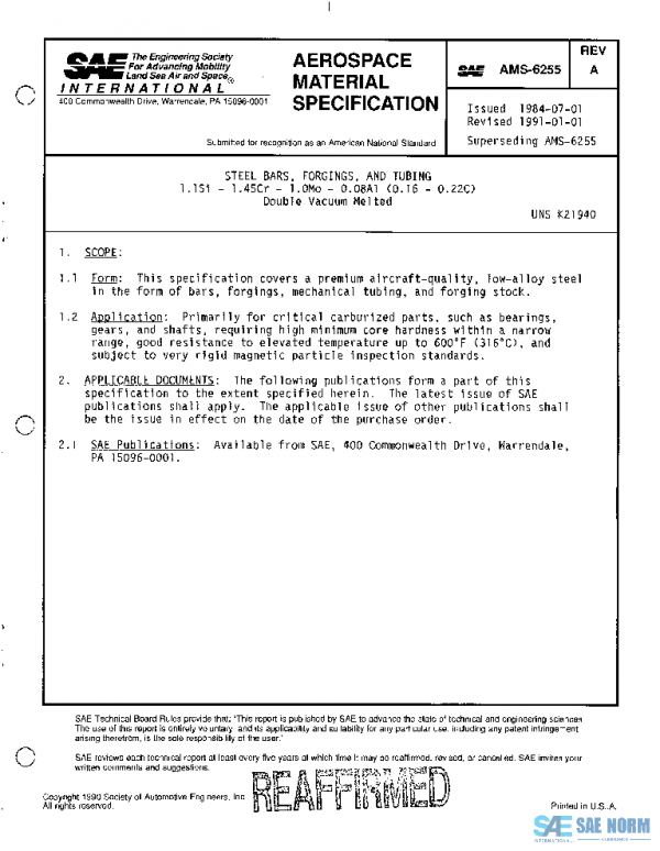 SAE AMS6255A PDF SAE AMS6255A PDF