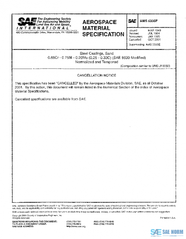 SAE AMS5335F PDF SAE AMS5335F PDF