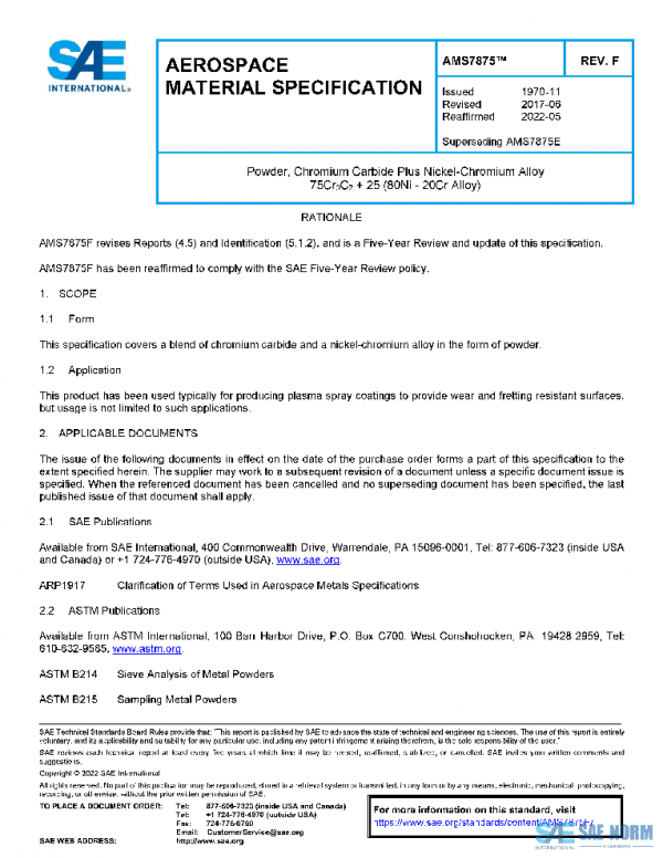 SAE AMS7875F PDF SAE AMS7875F PDF