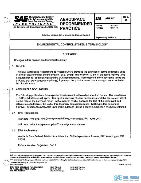 SAE ARP147D PDF