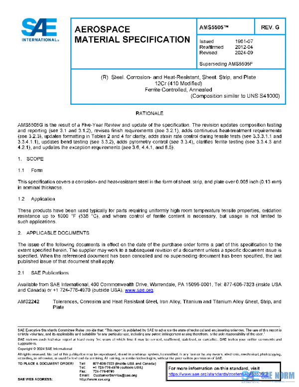 SAE AMS5505G PDF SAE AMS5505G PDF