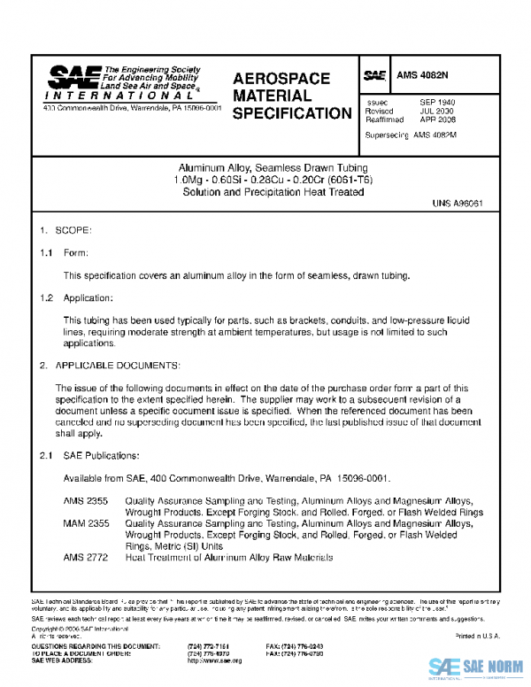 SAE AMS4082N PDF SAE AMS4082N PDF