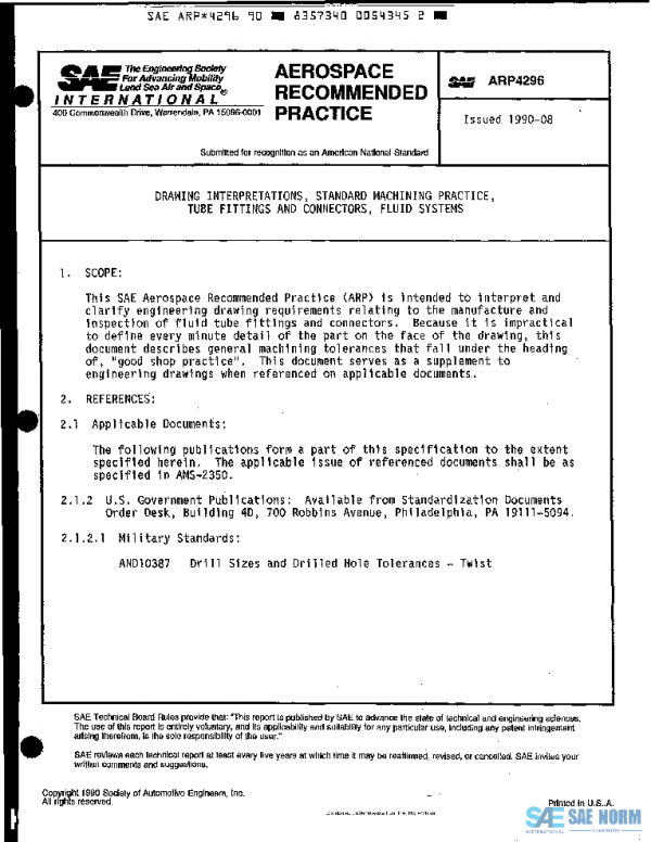 SAE ARP4296 PDF SAE ARP4296 PDF