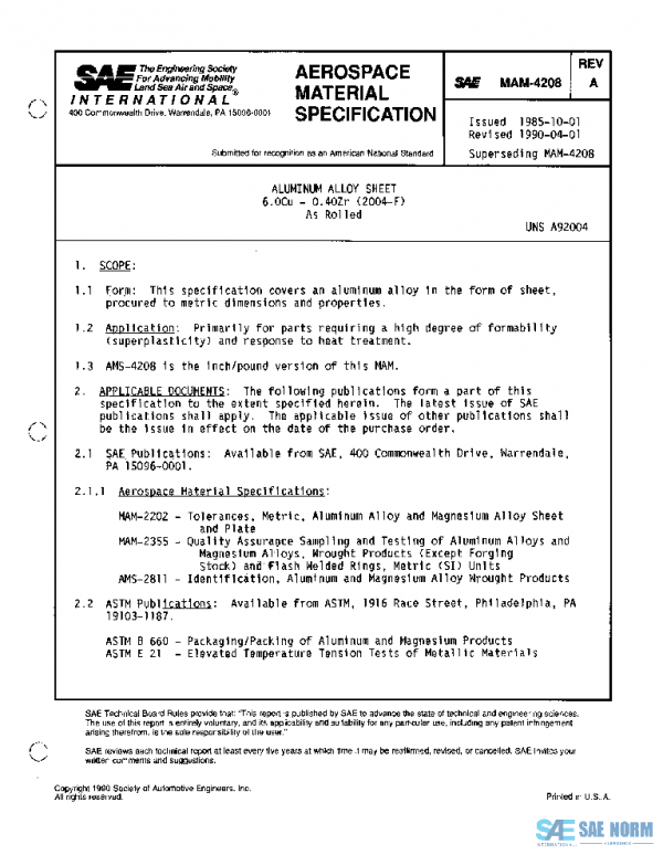 SAE MAM4208A PDF