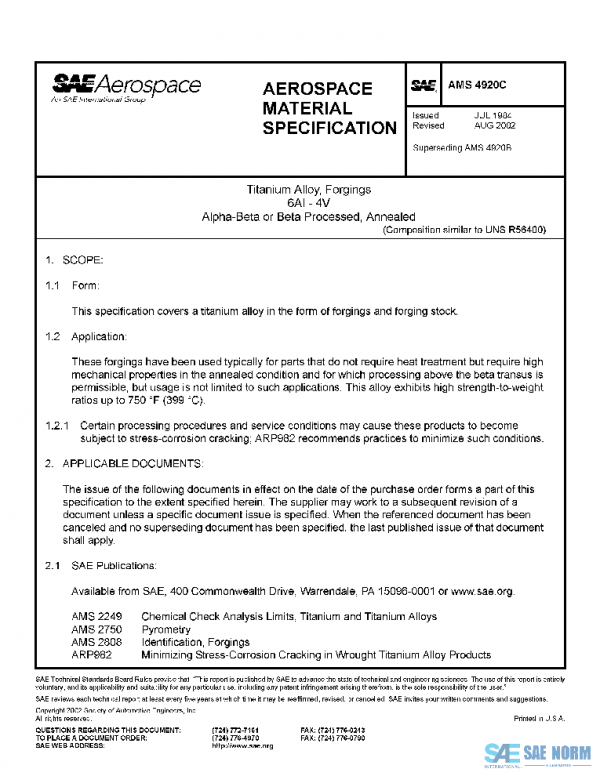 SAE AMS4920C PDF
