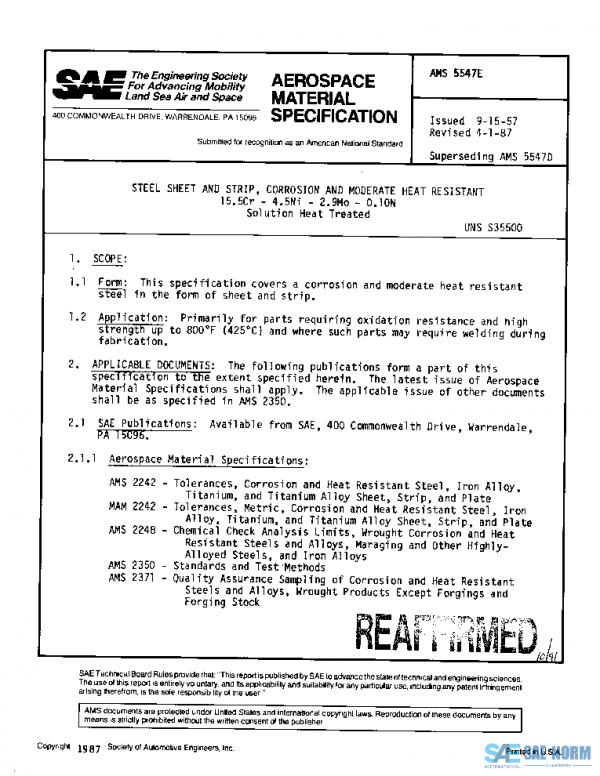 SAE AMS5547E PDF SAE AMS5547E PDF