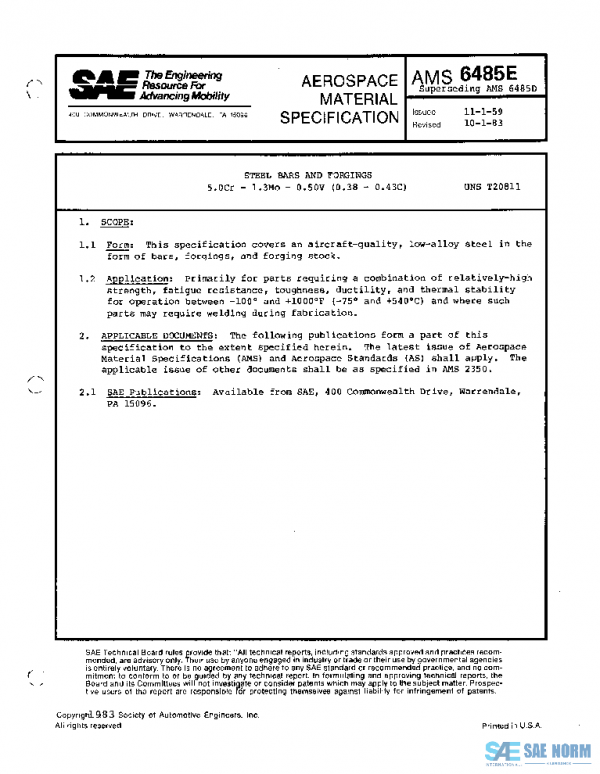 SAE AMS6485E PDF SAE AMS6485E PDF