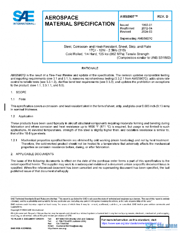 SAE AMS5907D PDF SAE AMS5907D PDF