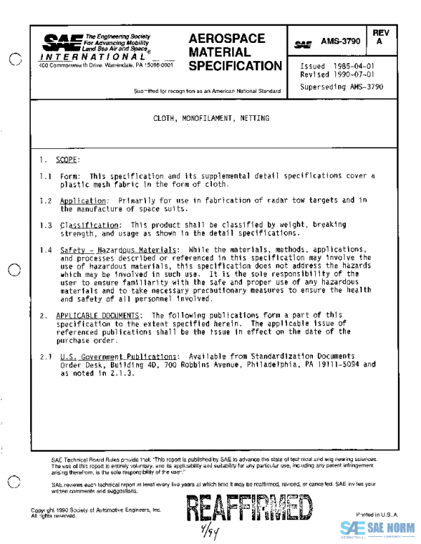 SAE AMS3790A PDF SAE AMS3790A PDF