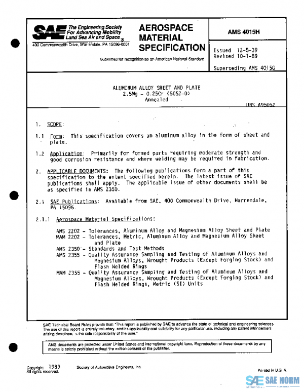 SAE AMS4015H PDF SAE AMS4015H PDF