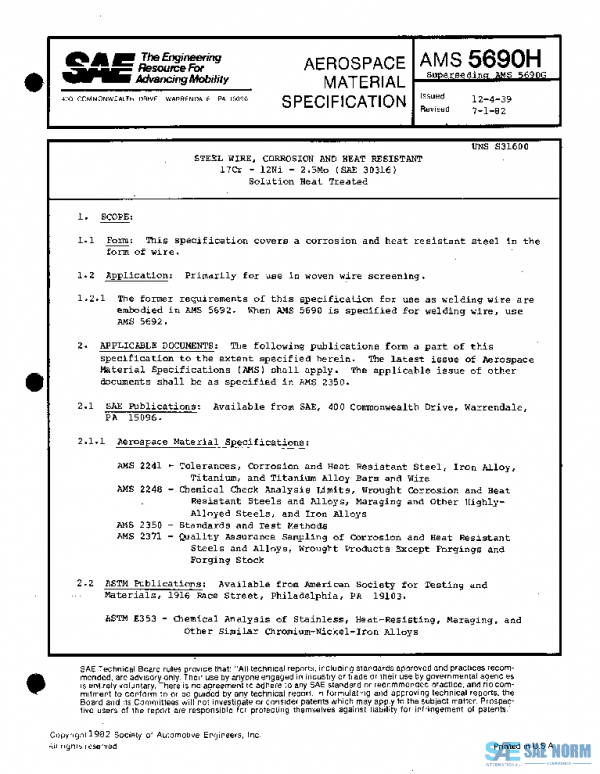 SAE AMS5690H PDF SAE AMS5690H PDF