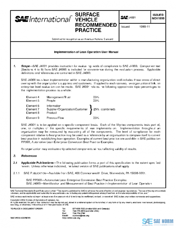 SAE J4001_199911 PDF SAE J4001_199911 PDF