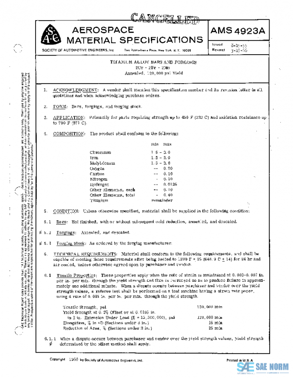 SAE AMS4923A PDF SAE AMS4923A PDF