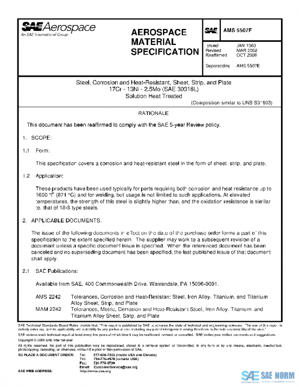SAE AMS5507F PDF SAE AMS5507F PDF