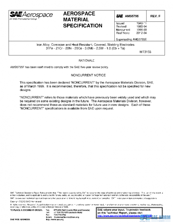 SAE AMS5795F PDF SAE AMS5795F PDF