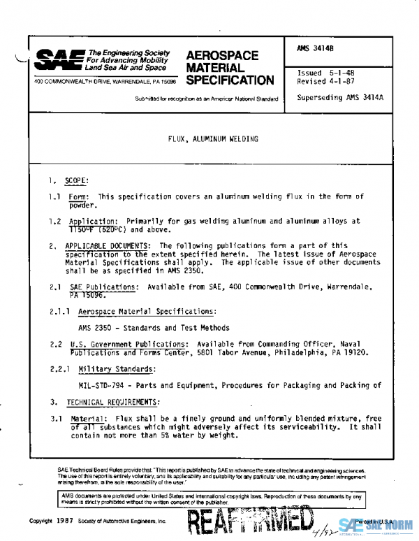 SAE AMS3414B PDF SAE AMS3414B PDF
