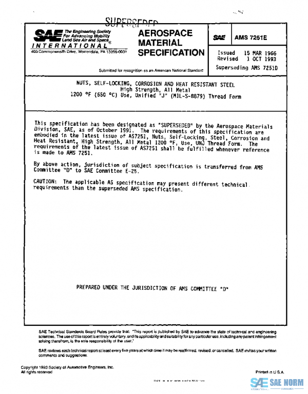 SAE AMS7251E PDF SAE AMS7251E PDF