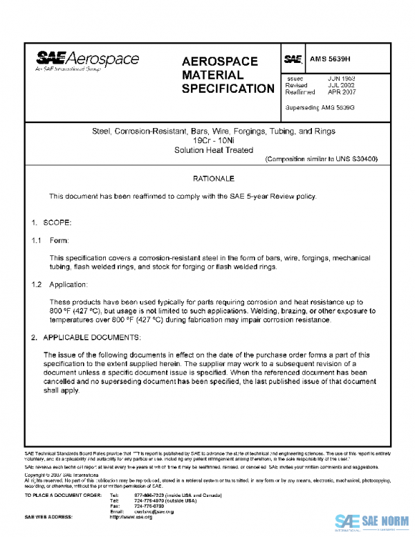 SAE AMS5639H PDF SAE AMS5639H PDF