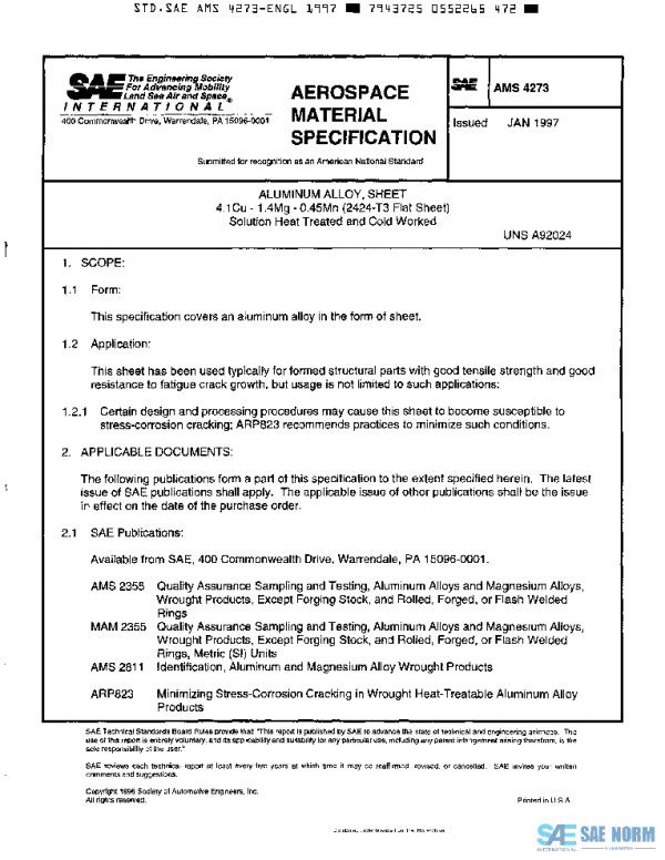 SAE AMS4273 PDF SAE AMS4273 PDF