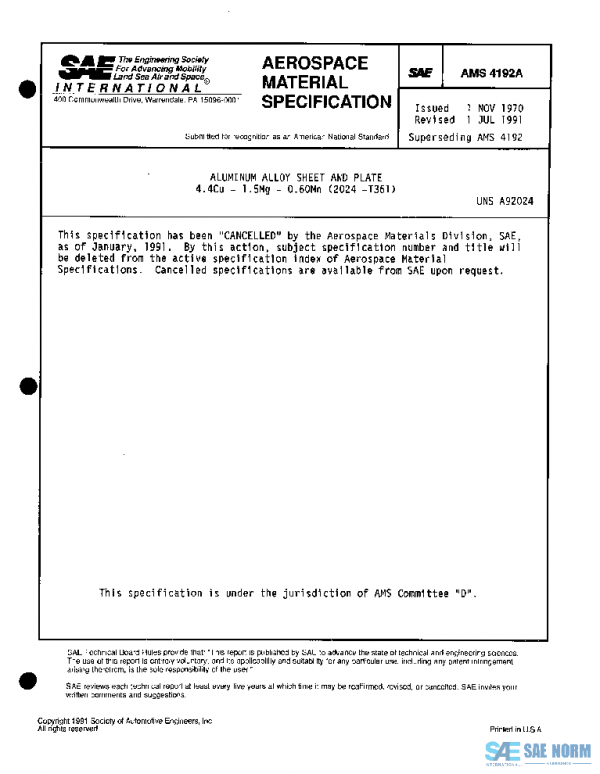 SAE AMS4192A PDF SAE AMS4192A PDF