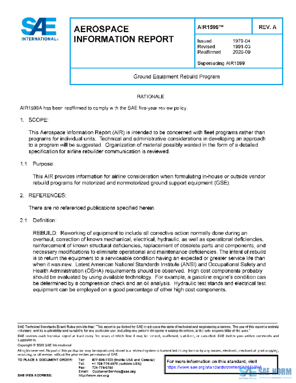 SAE AIR1599A PDF SAE AIR1599A PDF