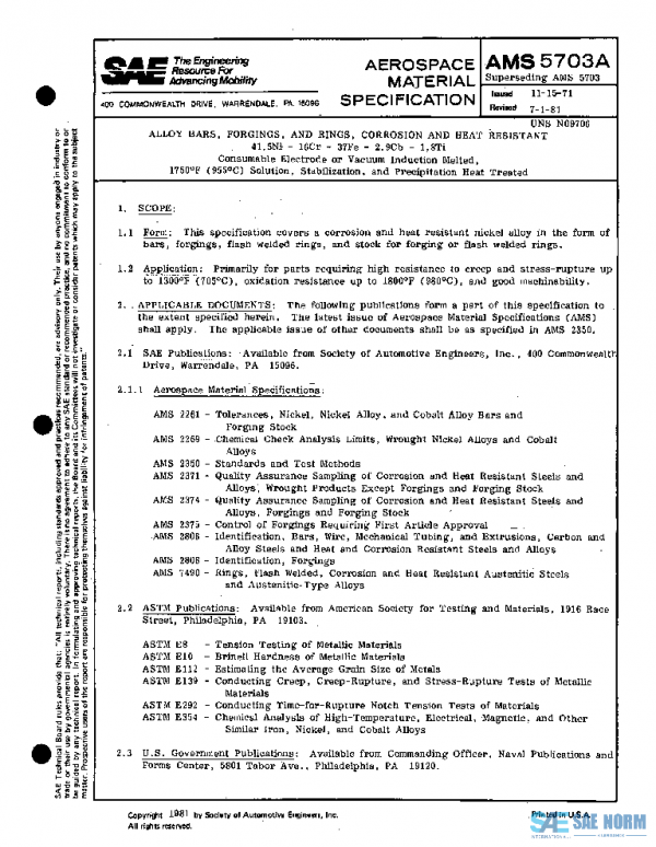 SAE AMS5703A PDF SAE AMS5703A PDF