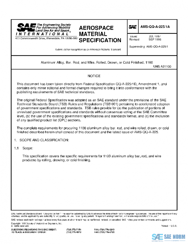 SAE AMSQQA225/1A PDF