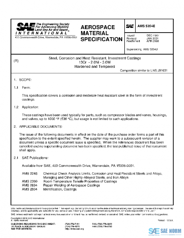 SAE AMS5354E PDF