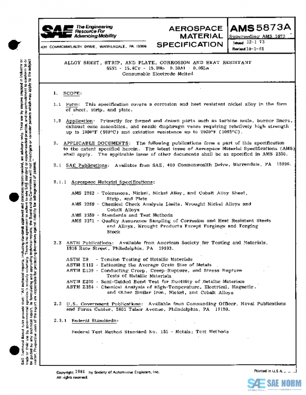 SAE AMS5873A PDF SAE AMS5873A PDF