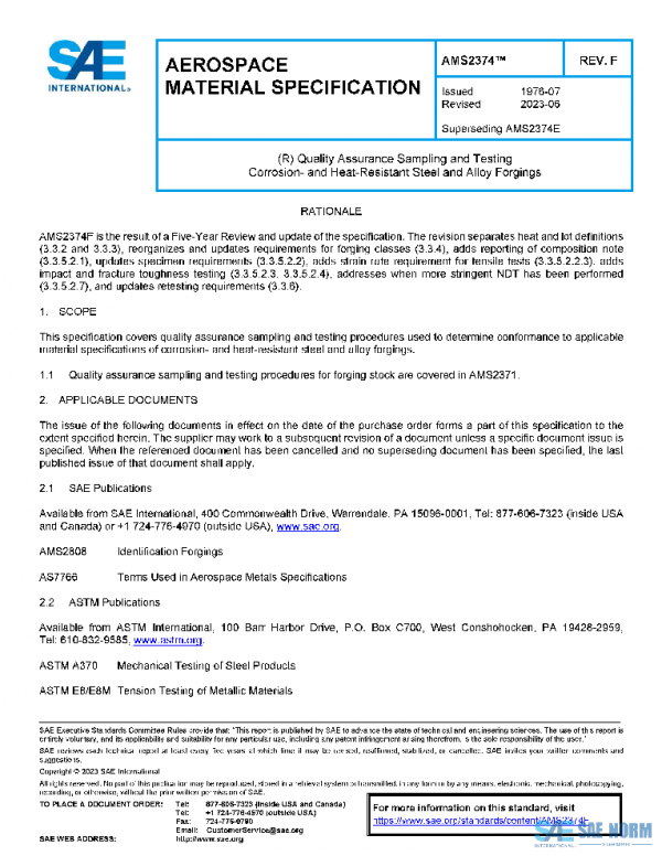 SAE AMS2374F PDF SAE AMS2374F PDF