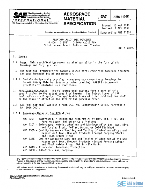 SAE AMS4130K PDF