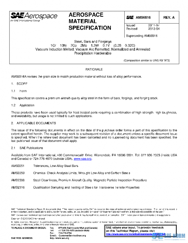 SAE AMS6516A PDF SAE AMS6516A PDF