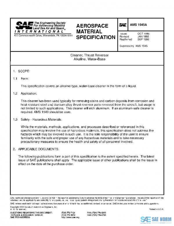 SAE AMS1545A PDF SAE AMS1545A PDF