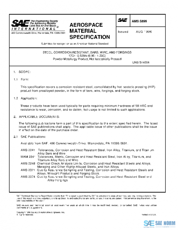 SAE AMS5899 PDF