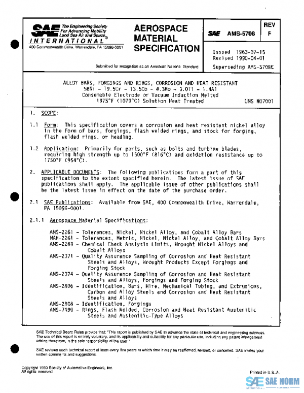 SAE AMS5708F PDF SAE AMS5708F PDF
