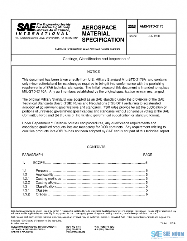 SAE AMSSTD2175 PDF SAE AMSSTD2175 PDF