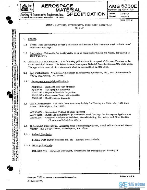 SAE AMS5350E PDF SAE AMS5350E PDF