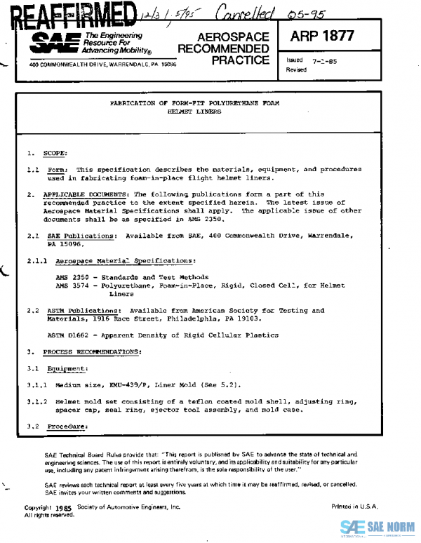SAE ARP1877 PDF SAE ARP1877 PDF