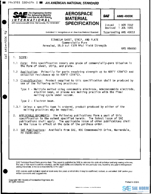 SAE AMS4900K PDF SAE AMS4900K PDF