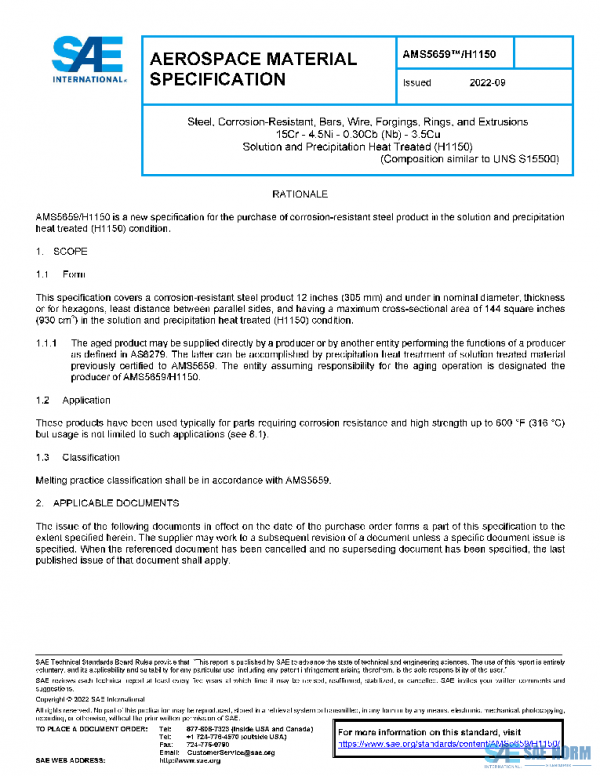 SAE AMS5659/H1150 PDF
