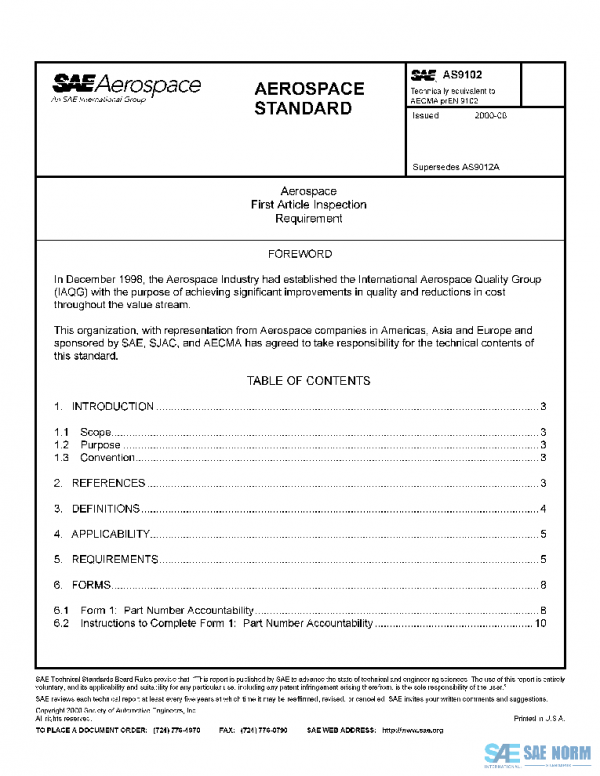 SAE AS9102 PDF SAE AS9102 PDF