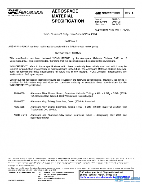 SAE AMSWWT700/3A PDF