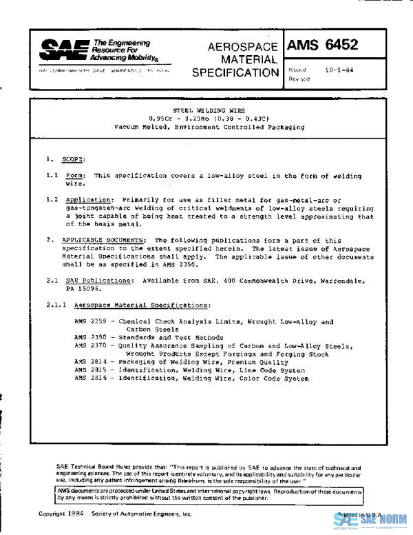 SAE AMS6452 PDF SAE AMS6452 PDF