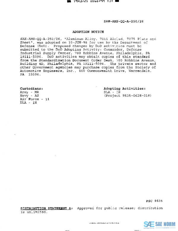 SAE AMSQQA250/26 PDF