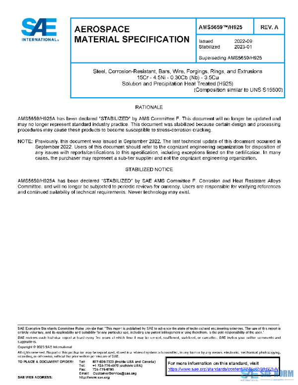 SAE AMS5659/H925A PDF SAE AMS5659/H925A PDF