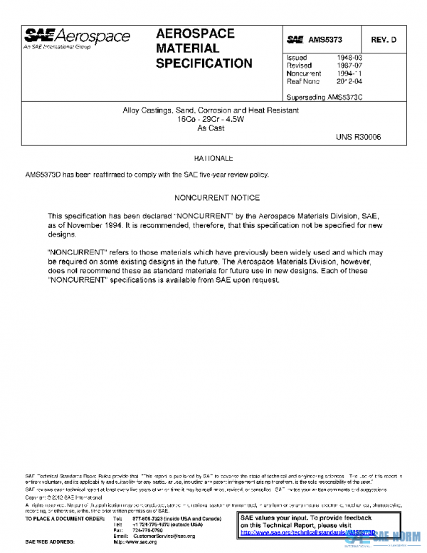SAE AMS5373D PDF SAE AMS5373D PDF