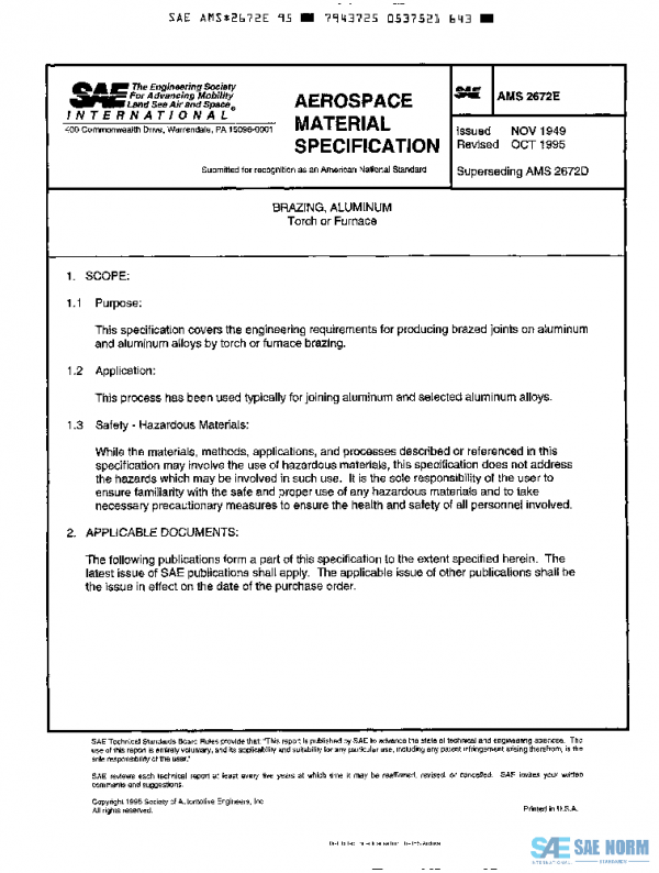 SAE AMS2672E PDF SAE AMS2672E PDF