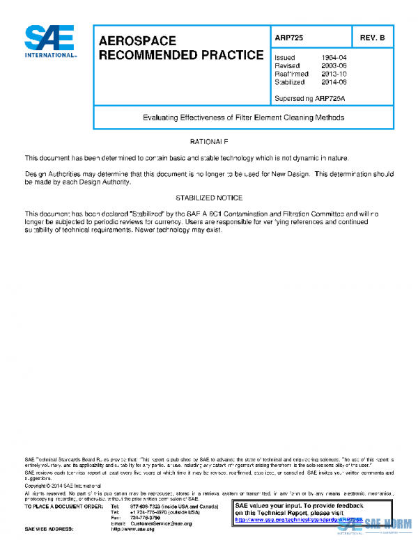 SAE ARP725B PDF