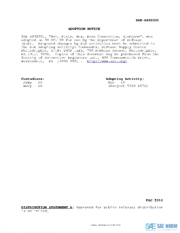 SAE AS92001 PDF
